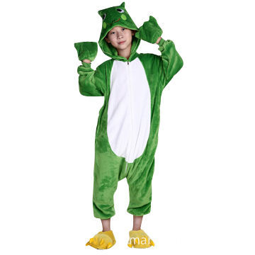 Kids' animal onesies costumes, made of funnel or coral fleece, unisex frog design